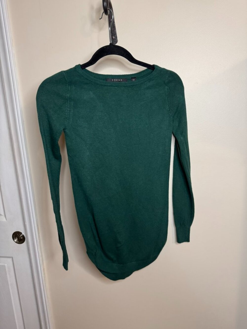 Cyrus Dark Green Lightweight Crewneck Sweater XS